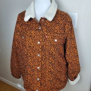 🎃Levi's leopard corduroy sherpa jacket
